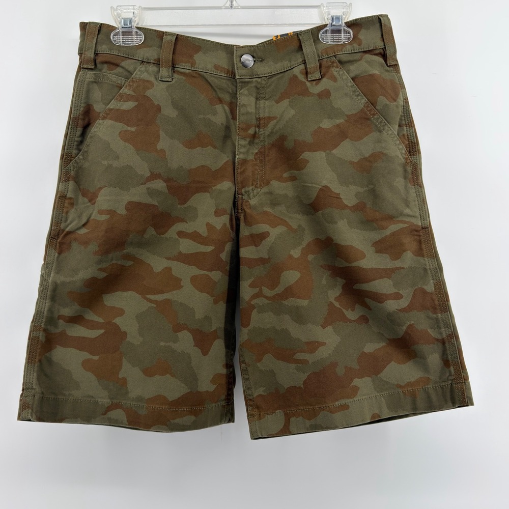 Carhartt Rigby Dungaree Short Mens 31 Green Brown Camo Rugged Flex 102514